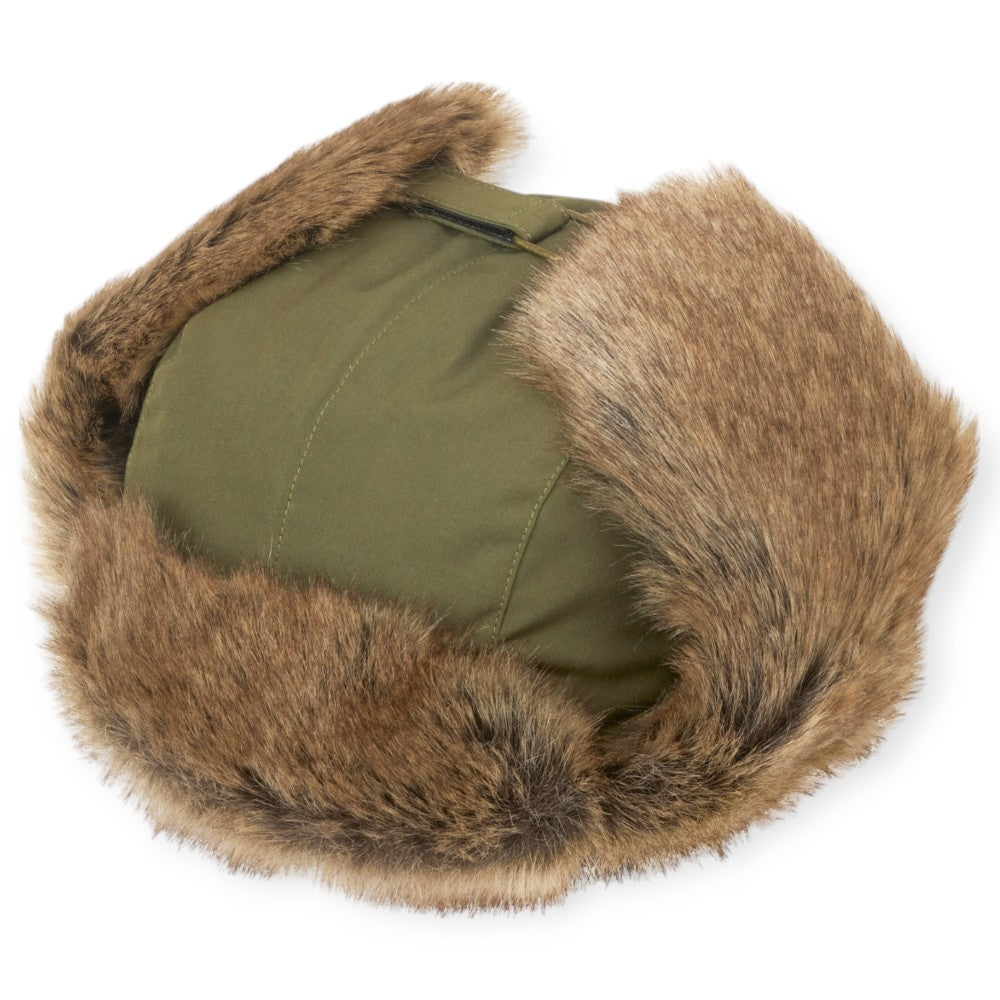 MJM Trapper Hat Recycled Taslan Faux Fur - Olive - Hue fra MJM Hats hos The Prince Webshop