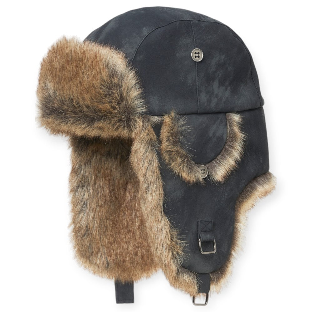 MJM Trapper Hat 42 - Faux Leather/Fur - Black - Hue fra MJM Hats hos The Prince Webshop