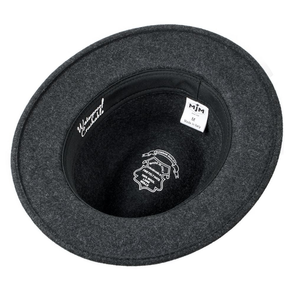MJM FELIX Antracit Uld Filt Hat - Waterproof & Crushable - Traveller Hat fra MJM Hats hos The Prince Webshop