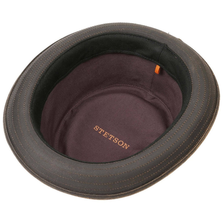 Stetson Porkpie CO/PES Deep Brown Oilskin Look - Hat fra Stetson hos The Prince Webshop
