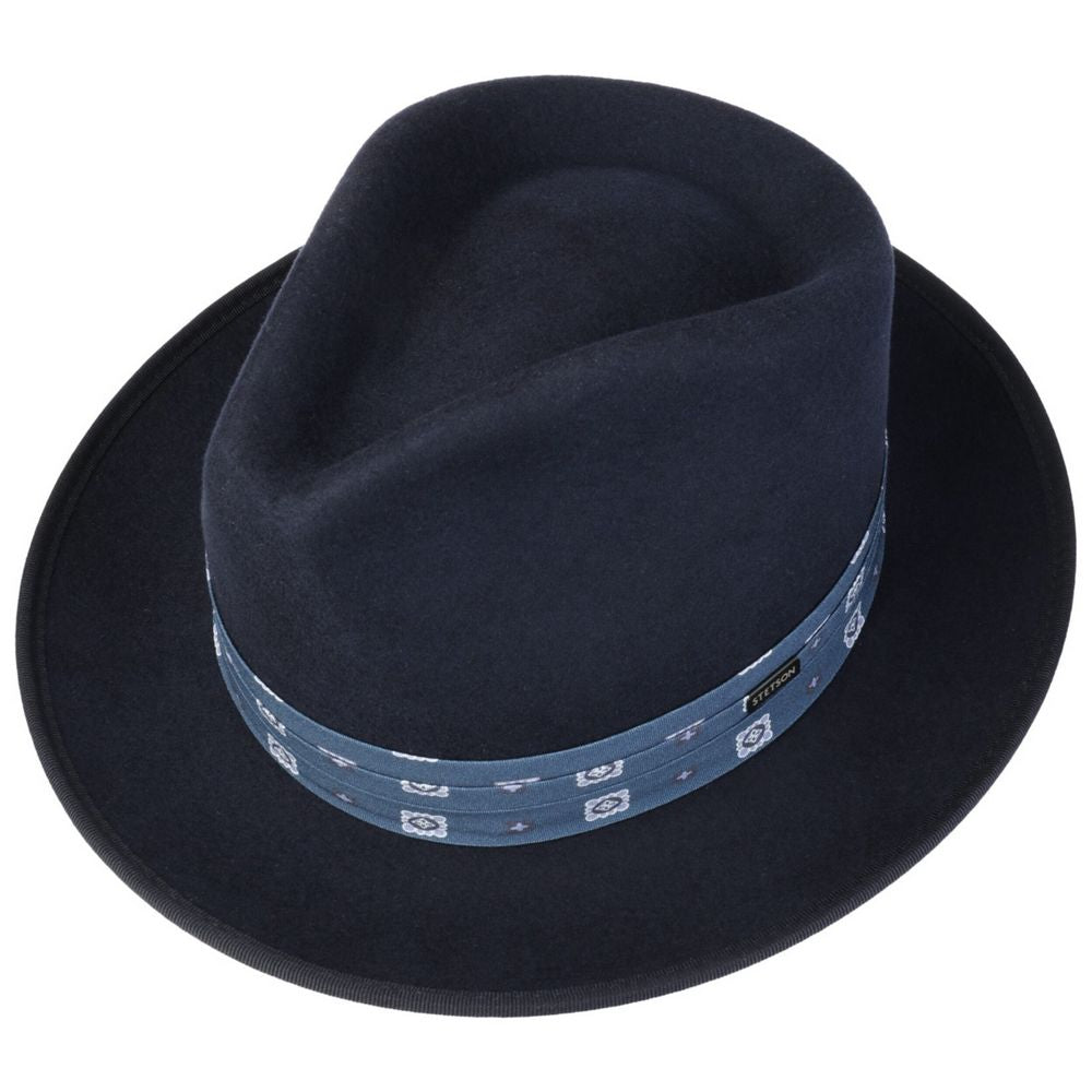 Stetson Woolfelt Fedora Hat - Navy Blue Modern - Fedora Hat fra Stetson hos The Prince Webshop