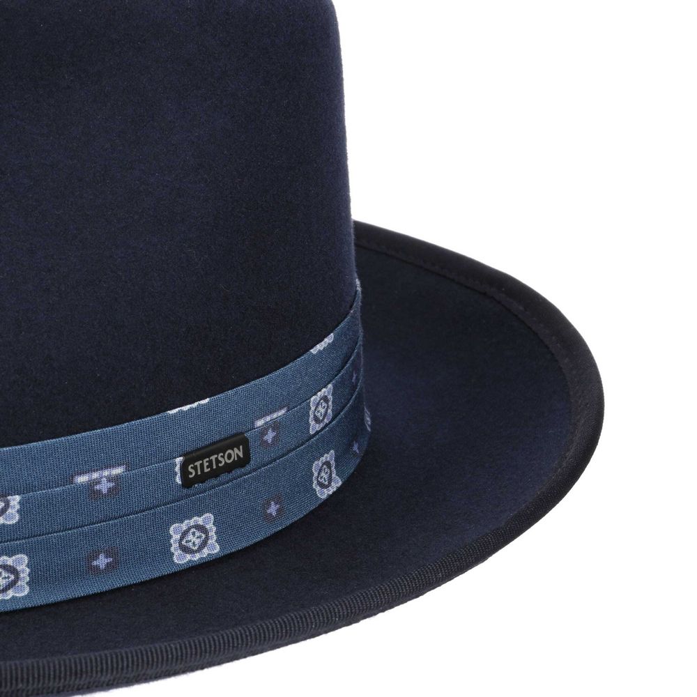 Stetson Woolfelt Fedora Hat - Navy Blue Modern - Fedora Hat fra Stetson hos The Prince Webshop