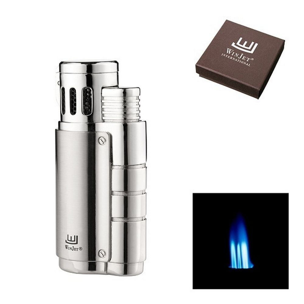 Winjet Escape Cigar Lighter 3 x Jet Chrom Satin m/Puncher - Lighter fra Winjet hos The Prince Webshop
