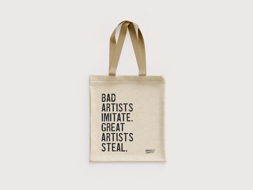Banksy's Graffiti Mini Tote Bag - Bad Artists Imitate - Tasker fra URBAN.ITY hos The Prince Webshop