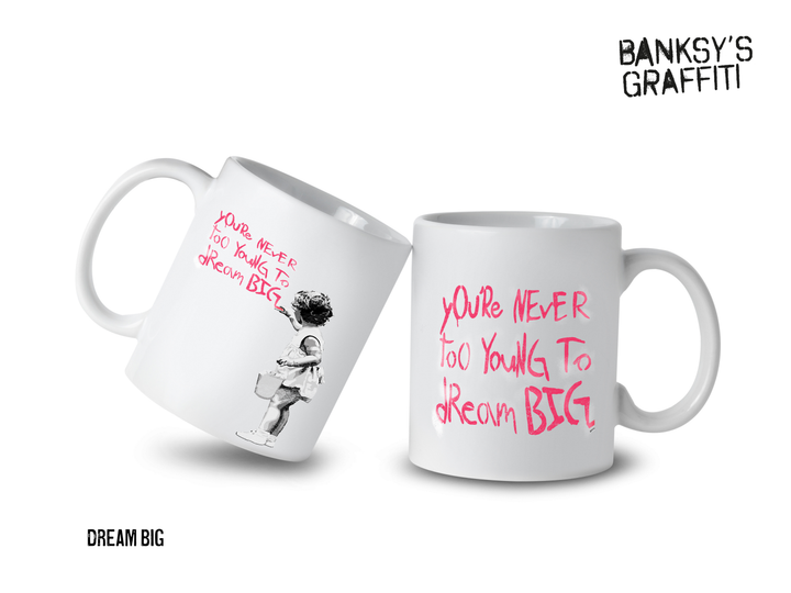 Banksy Ceramic Mug 325ml - Dream Big - Krus fra URBAN.ITY hos The Prince Webshop
