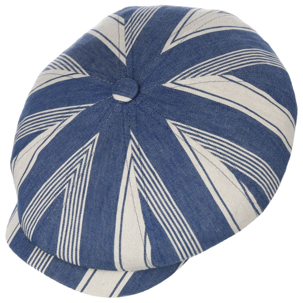 Stetson Hatteras Blåstribet Bomuld Linned - Flat Cap fra Stetson hos The Prince Webshop