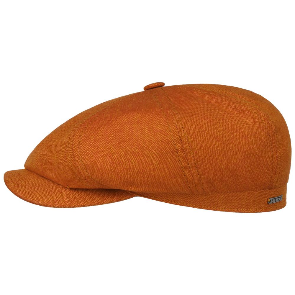 Stetson Hatteras Linen Herringbone - Orange - Flat Cap fra Stetson hos The Prince Webshop