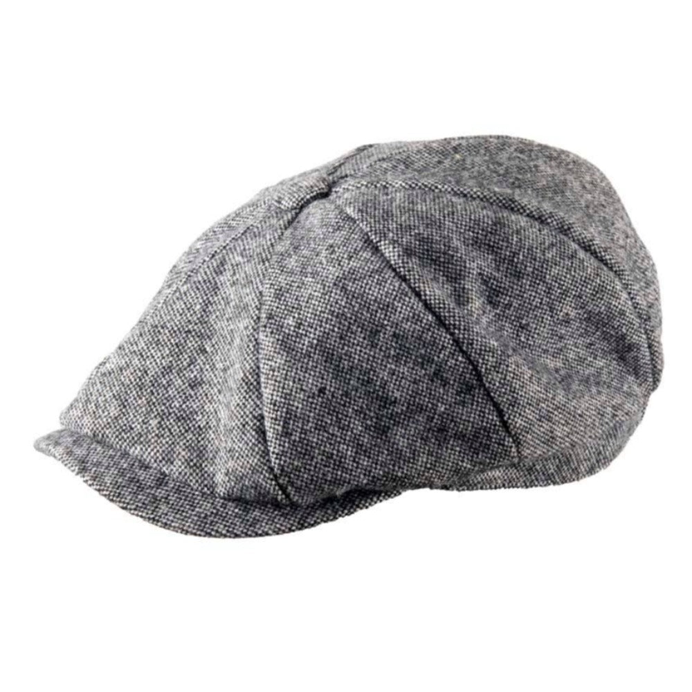 Heritage Tradition Tweed Newsboy Cap B/W Mix - Flat Cap fra Heritage Traditions hos The Prince Webshop