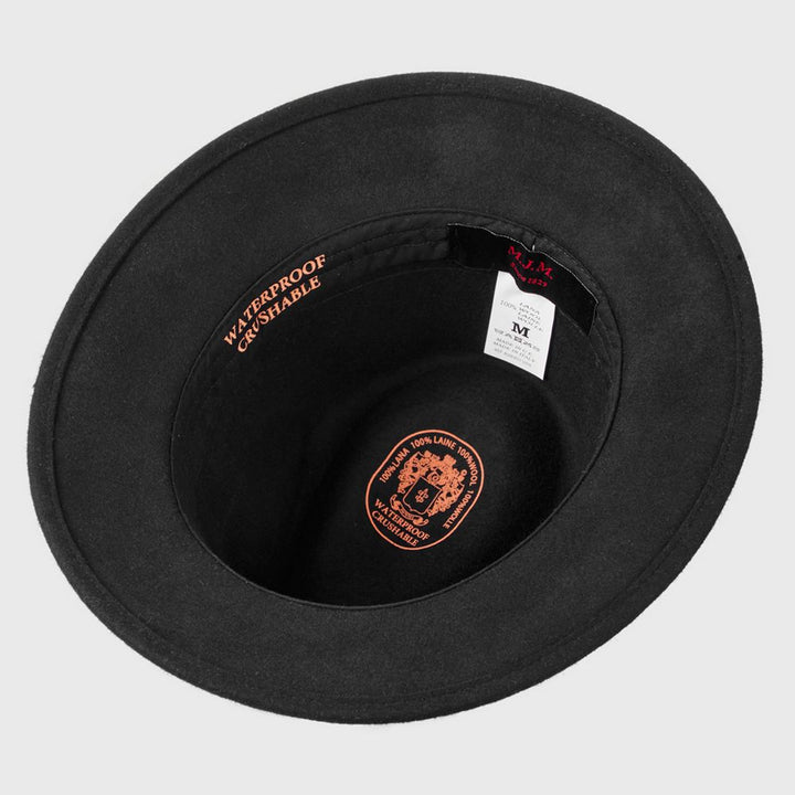 MJM Alberto Fedora Hat - Sort Uldfilt - Waterproof & Crushable - Fedora Hat fra MJM Hats hos The Prince Webshop