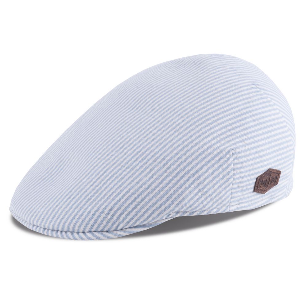 MJM '23 Country Sixpence - Cotton Blue Stripe - Flat Cap fra MJM Hats hos The Prince Webshop