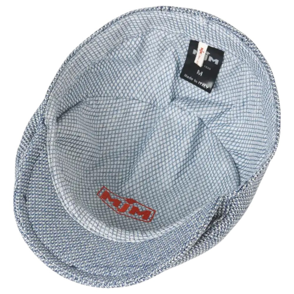 MJM Driver Cap 51 - Light Blue Check Linen Mix - Flat Cap fra MJM Hats hos The Prince Webshop