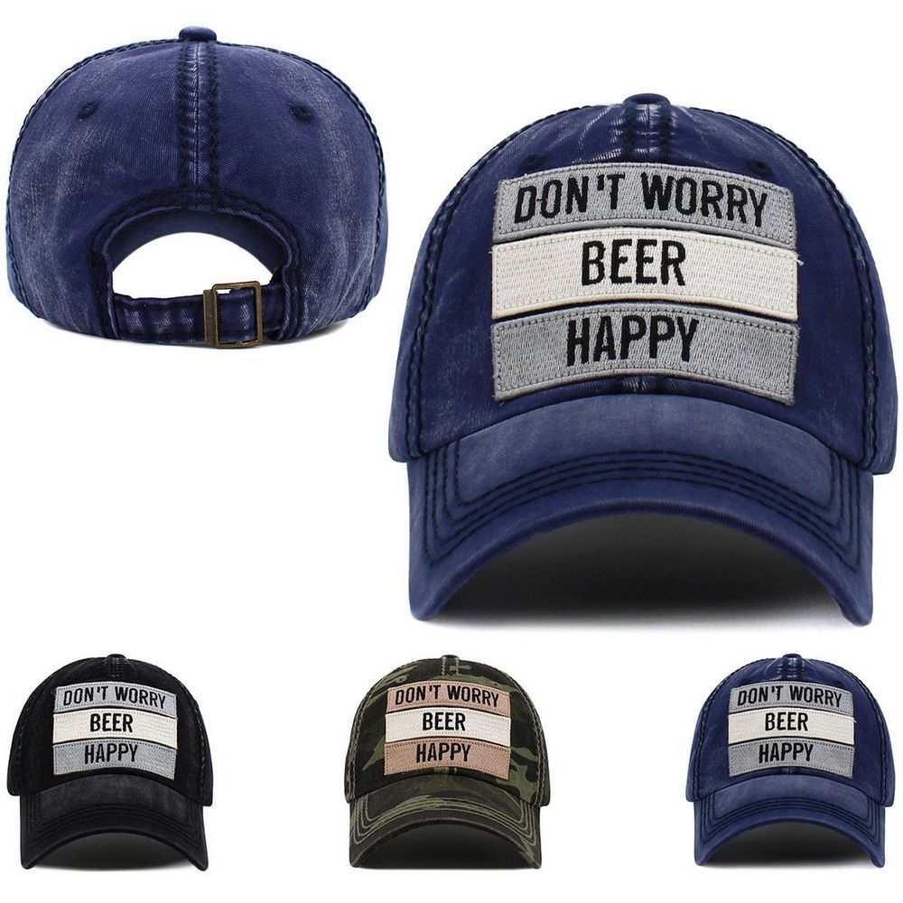 Don't Worry Beer Happy Vintage Ballcap - 3 farver - Baseball Cap fra Ethos hos The Prince Webshop