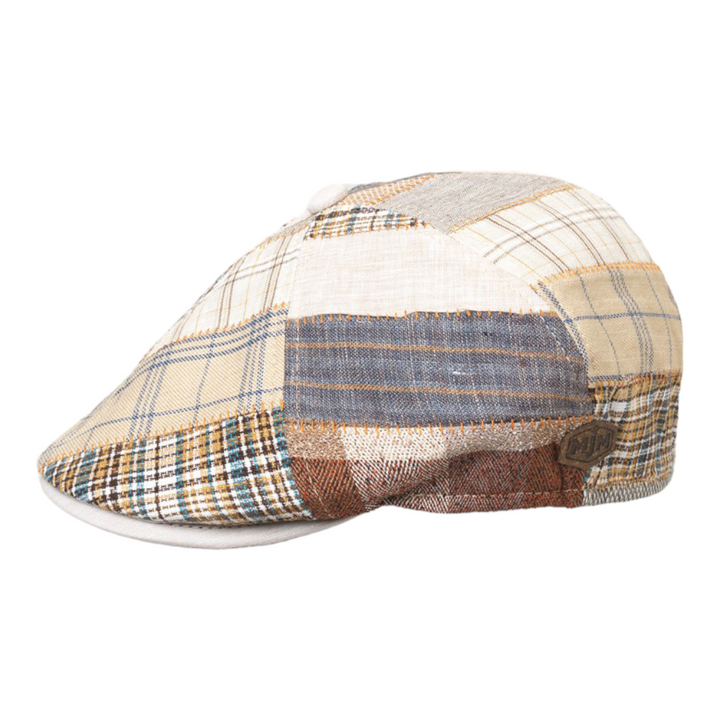 MJM Rebel Sixpence - Linen Beige Patchwork - Flat Cap fra MJM Hats hos The Prince Webshop