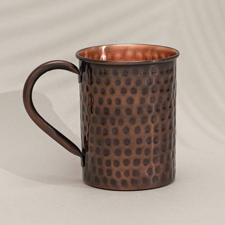 Mule kobberkrus med Messinghåndtag, hamret antik – 400 ml