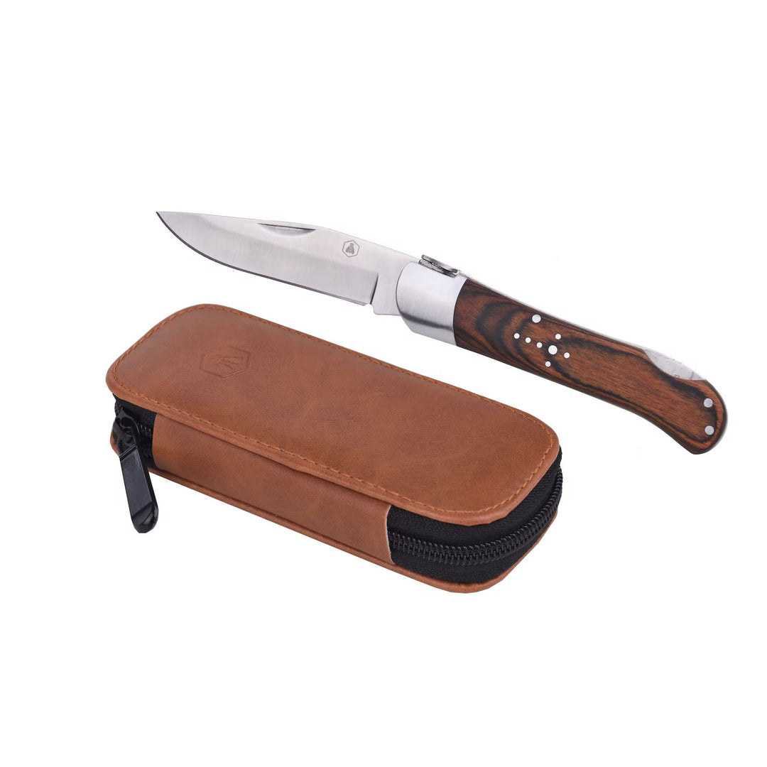 Laguiole Foldejagtkniv med Skede - Lommekniv fra Laguiole hos The Prince Webshop