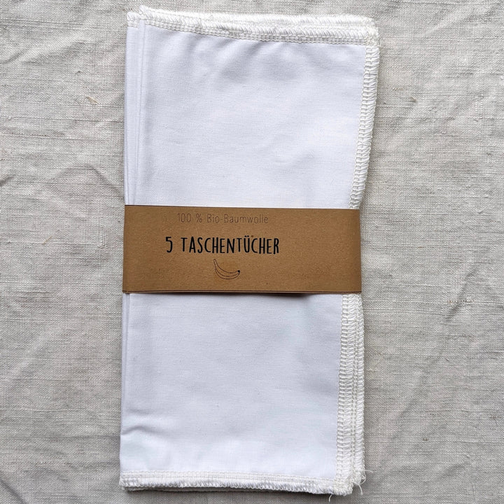 5 Pak Økologiske Lommetørklæder Hvid eller Mint - 20X20 cm - Lommetørklæde fra mango.bananen hos The Prince Webshop