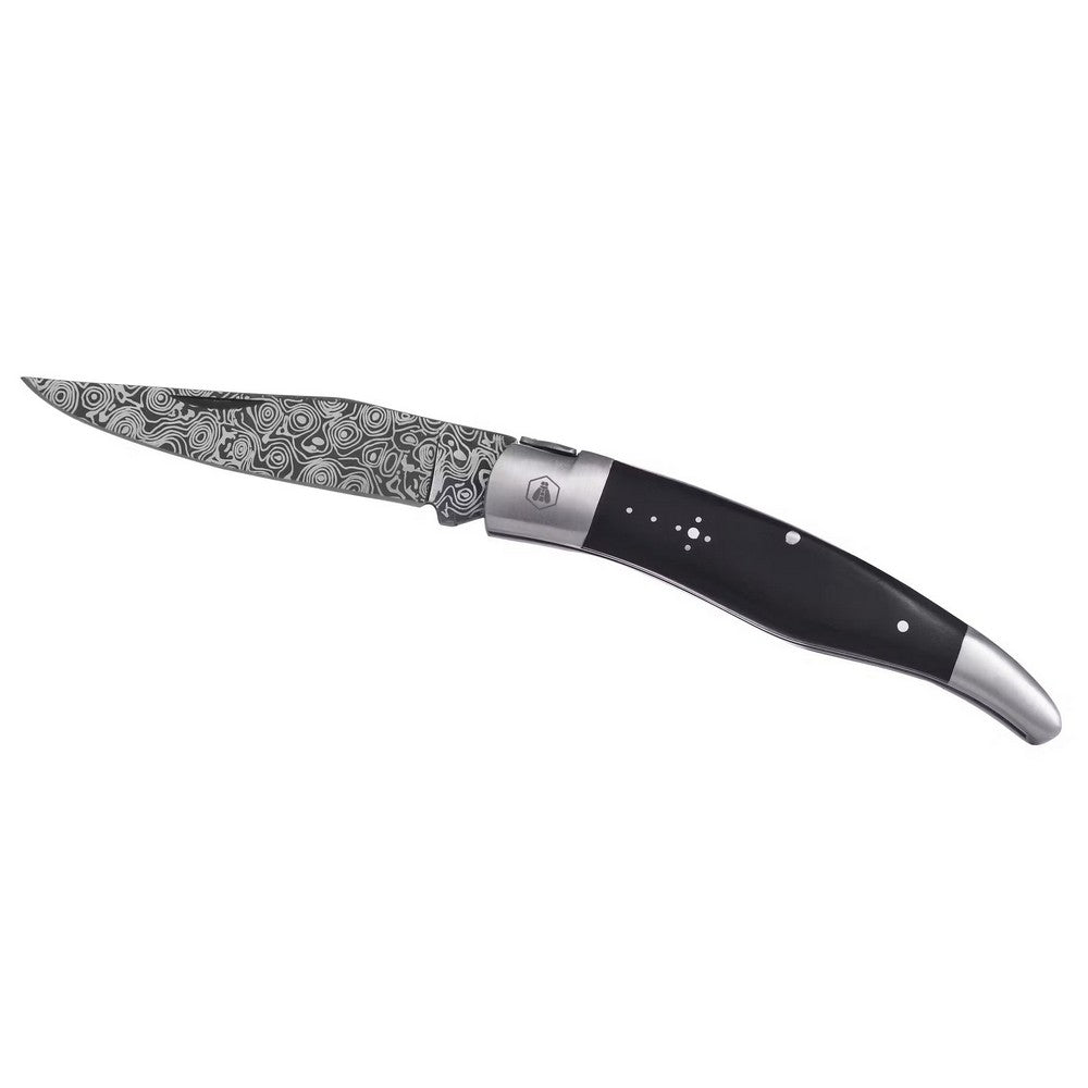 Laguiole Foldekniv - Damascus Black - Lommekniv fra Laguiole hos The Prince Webshop