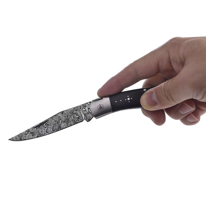 Laguiole Foldekniv - Damascus Black - Lommekniv fra Laguiole hos The Prince Webshop