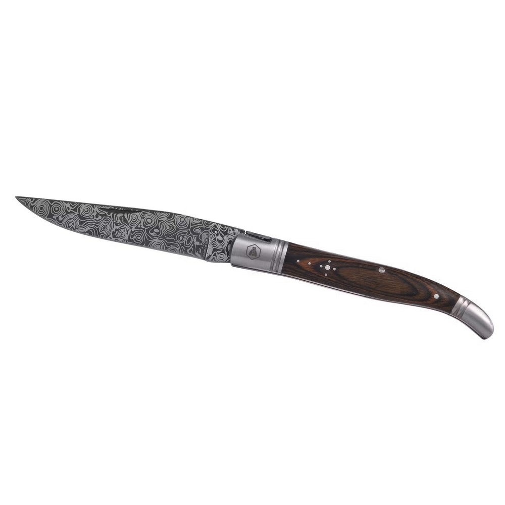 Laguiole Foldekniv - Damascus Pakka - Lommekniv fra Laguiole hos The Prince Webshop