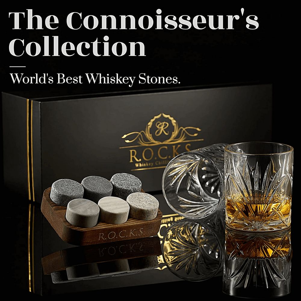 The Connoisseurs Set Palm Whiskey Glass Edition i Gaveæske - Whiskey Glas fra R.O.C.K.S hos The Prince Webshop