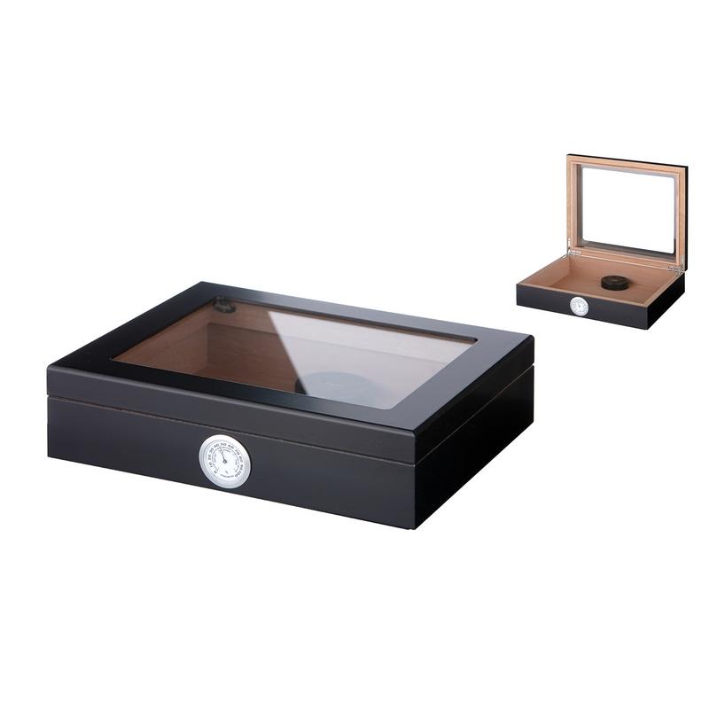 Angelo Glastop Cigar Humidor i Sortlakeret Træ - Cigar Humidor fra Angelo hos The Prince Webshop