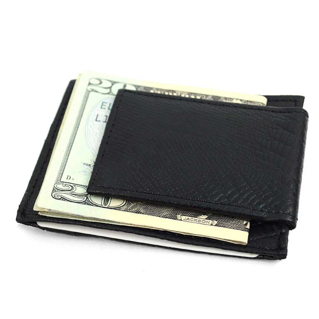 Læder Kortholder med Seddelklemme - Sort Lizard - Tegnebog fra Wallet Works hos The Prince Webshop