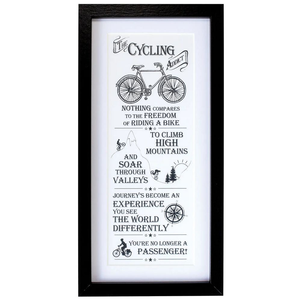 Wall Art The Cycling Addict med Sort Ramme - Wall Art fra The Ultimate Gift for Man hos The Prince Webshop